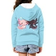 thumbnail image 4 of Uourmeti Cute Couple Axolotl Kids Hooded Jacket with Pockets Long Sleeve Lightweight Comfy Casual Pullover for Boys Girls Size 10-12, 4 of 7