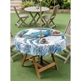 thumbnail image 4 of Outdoor Tablecloth with Umbrella Hole for Patio/Picnic/Party/Camping, Blue Coastal Crab Waterproof Table Cloth Round Cover Washable, Summer Ocean Coral Sea Fish Abstract (Dia 54"), 4 of 9