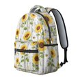 thumbnail image 2 of Sunflower and Bee White Pattern Backpack for School, Cute School Bag with Adjustable Shoulder Straps and Padded Back, 15.3"x11"x7.1", 2 of 5