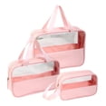 thumbnail image 3 of Bolsa de maquillaje para mujer 3 uds bolsa de cosméticos transparentes para artículos de tocador Rosa, 3 of 8