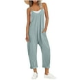 thumbnail image 2 of jumpsuits for Women Dressy 2024 Fashion and Casual Cold Shoulder Jumpsuit Solid Suspender Jumpsuits Wide Pocket Leg Pant Present for Women Up to 65% off, 2 of 9