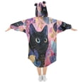 thumbnail image 2 of BZSMCE Wearable Blanket Hoodie Fashion Floral Black Cat Home Wear, 2 of 7