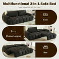 thumbnail image 4 of FFH 90.2" Pull Out Sofa Bed with Storage, 3-in-1 Convertible Sleeper Sofa King Size, Modern 4-Seater Teddy Couch for Living Room, Black, 4 of 16