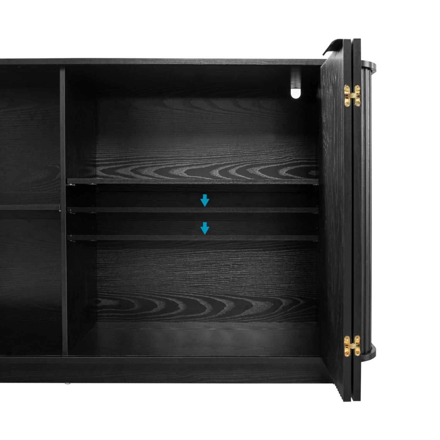 63" Wavy Storage Sideboard Cabinet Double Door Buffet Cabinet with Adjustable Shelves, Modern Accent Storage Cabinet for Kitchen Dining Room Living Room Hallway, Black