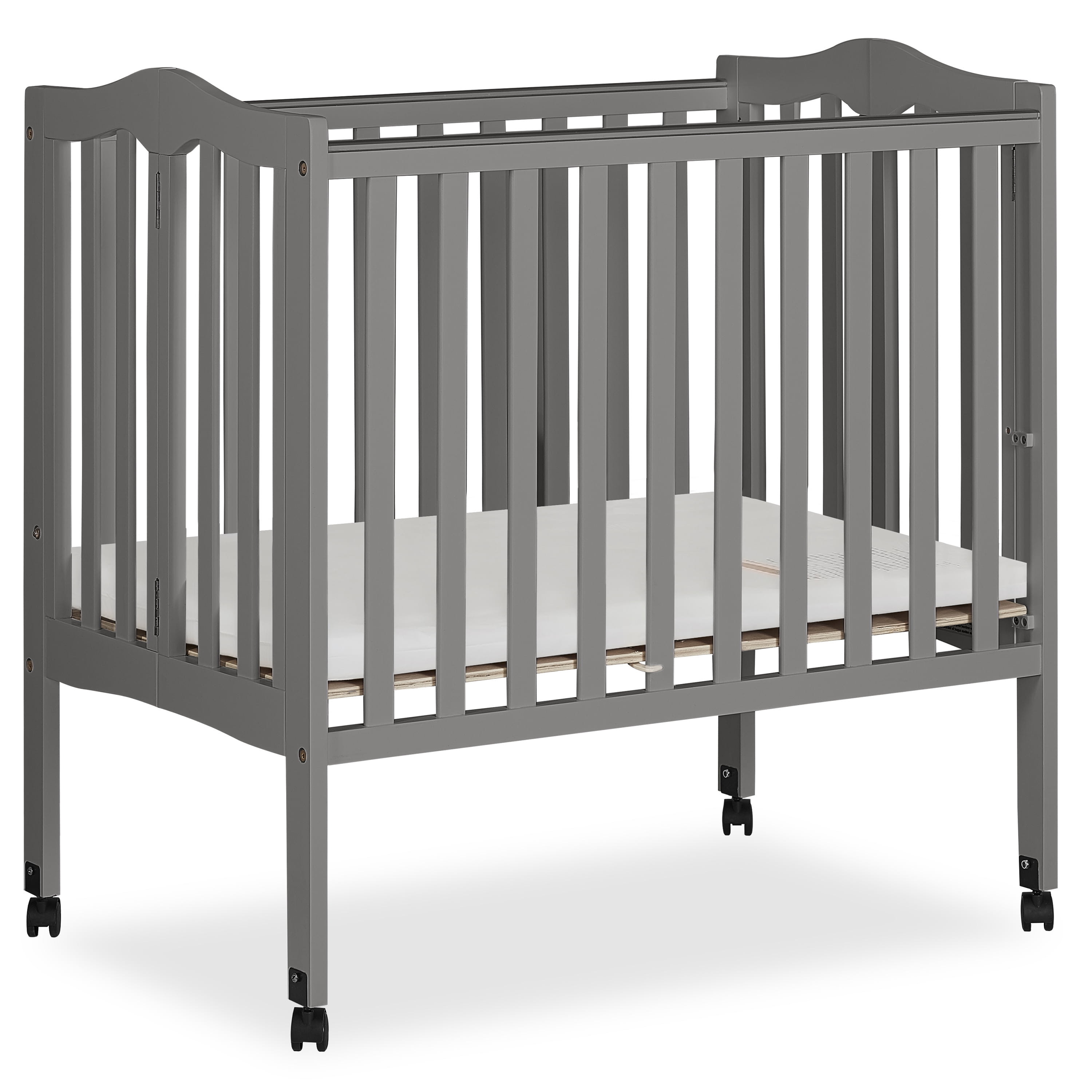 Dream On Me 2in1 Lightweight Folding Portable Crib, Storm Grey