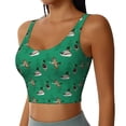 thumbnail image 2 of Rateoe Duck Mallard Flying Pose Print Womens' Sports Bras Scoop Neck Sports Vest- Padded U Back Seamless High Impact Support-Large, 2 of 8