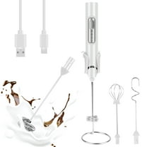 Rechargeable Milk Frother Handheld,3 Speeds Frother Wand With Stand, Coffee Frother for Coffee With 3 Stainless Whisks,Hand Mixer Electric Handheld for Lattes,Cappuccino,Matcha,Egg,White