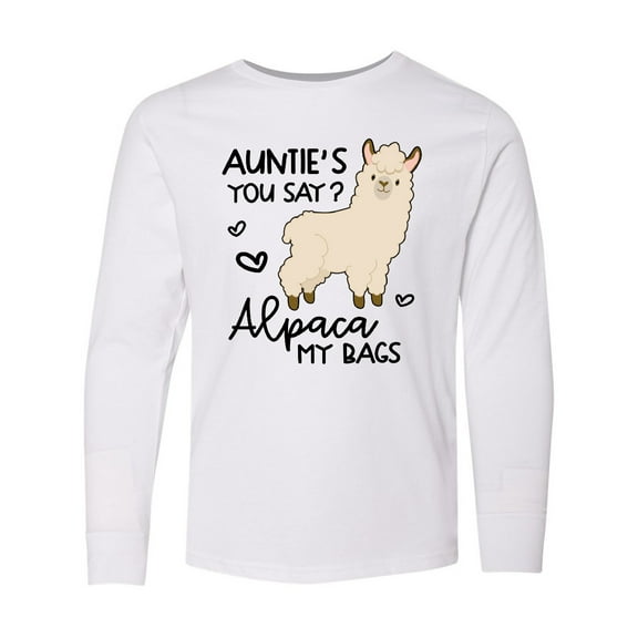 Inktastic Auntie's You Say Alpaca My Bags Long Sleeve Youth T-Shirt