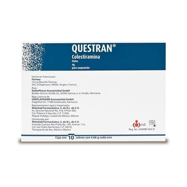 Questran Colestiramina 4 g polvo para suspensión 50 sobres 4.68 g c/u ...