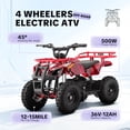 thumbnail image 2 of 36V 500W Electric 4 Wheeler for age 8-14,10/15 MPH Speed Adjustment,IVFJFV 12AH Battery Powered 4 Wheel with Safety Lock,Powered Ride-on Car Dual Shock Absorbers,LED Light,10" Off-Road Tires,, 2 of 7