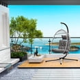 thumbnail image 2 of Huloretions Hanging Egg Chair with Stand,Egg Swing Chair Hanging Swinging Chair with Cushion,Wicker Patio Hammock Swing Chair for Balcony Bedroom Garden, 2 of 7