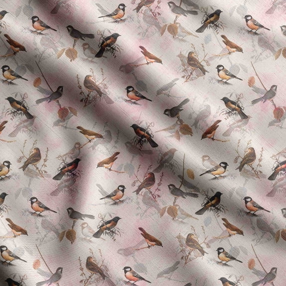 Soimoi Bird PrintCotton Poplin Sewing Fabric Sold by The Yard 42 Inch WideSewing Craft Quilting/ Quilt Making Fabric Beige