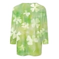 thumbnail image 4 of Diufon T-Shirts de la Saint-Patrick pour Femmes Décontractés Grande Taille Imprimé Trèfle Manches 3/4 Col Rond, 4 of 5