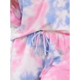 thumbnail image 5 of INSPIRE CHIC Women's Tie Dye Pajamas Long Sleeve Tops with Shorts Sleepwear Nightwear Casual Lounge Sets XL Blue Purple, 5 of 6
