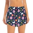 thumbnail image 2 of Vsdgher Floral Rabbit Print Women's Running Double Layer Shorts High Waisted with Pockets Elastic Yoga Workout Athletic Gym Sports, 2 of 8