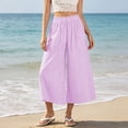 thumbnail image 5 of Admvng Women's Striped Wide Leg Elastic High Waist Pockets Culottes Copped Pants, 5 of 7