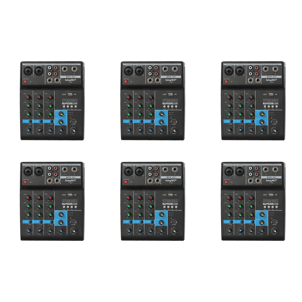 6uds. Mezclador de audio inalámbrico de 4 canales Mezcla de sonido USB compatible con Bluetooth (EE. UU.)