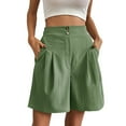 thumbnail image 3 of Baqcunre Shorts For Women,Ladies Summer Color Casual Loose High Waist Button Wide Leg Shorts,Womens Fashion,Wide Leg Pants Woman,Pants For Women,Womens Clothes,Mint Green,S, 3 of 3