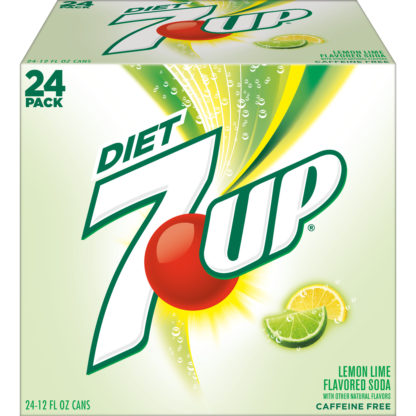Diet 7UP Lemon Lime Soda, 12 fl oz cans, 24 pack