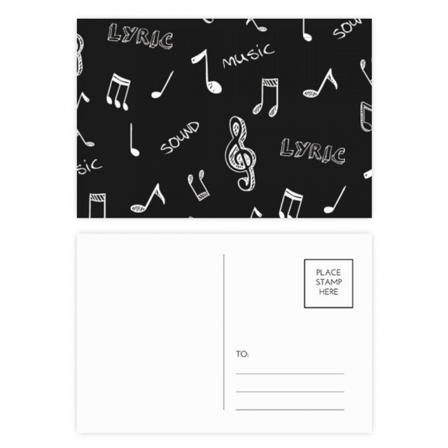 Blanco y negro music lyrics Set cumpleaños gracias tarjeta postal correo lado 20pcs