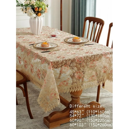 

Floral Embroidered Tablecloths Multicolor Guipure Lace Trim Tablecloth