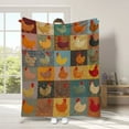 thumbnail image 5 of YOUMAI ‌Rooster Plaid Print Blanket - Cute Cozy Chicken Throw Quilt, Lightweight Flannel for Couch Bed Sofa, Funny Farmhouse Decor for Adults, 5 of 9