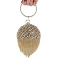 thumbnail image 1 of Bolso de mano redondo con borlas para mujer, bolso de noche, bandolera con diamantes de imitación, para boda, cóctel o fiesta, 1 of 5