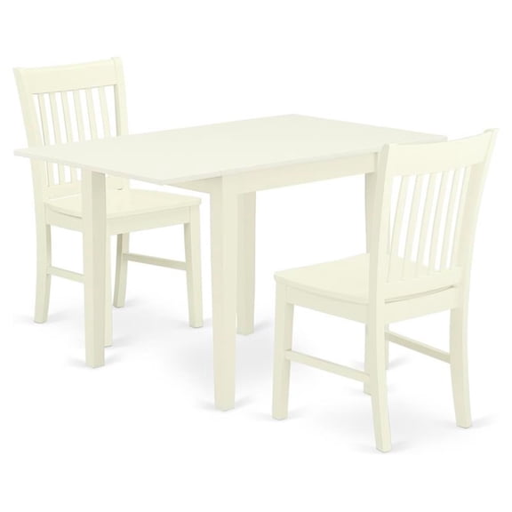 Pemberly Row 3-piece Dining Table and Slat Back Chairs in White