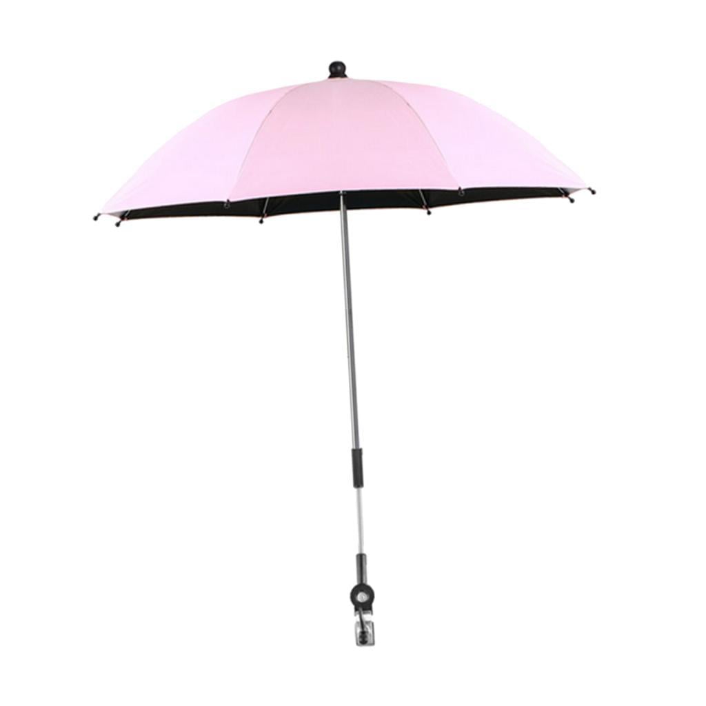 LeeQinersw Universal Stroller Umbrella with UV , Baby Stroller Parasol 85cm/33.5in with Umbrella Clip, 36 Degree Adjustable for Beach Chairs , Pink
