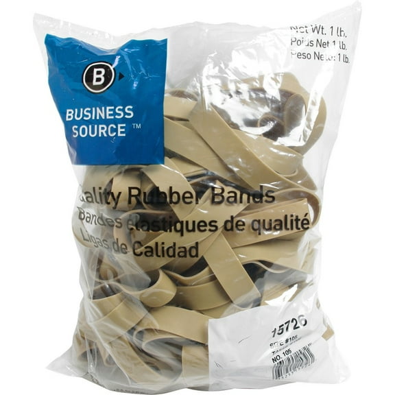 Business Source Quality Rubber Bands - Size: #105 - 5" Length x 0.6" Width - Sustainable - 60 / Pack - Rubber - Crepe | Bundle of 2 Packs