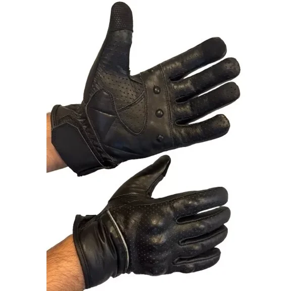 Men's Genuine Leather Motorcycle Gloves with Knuckle Protection, Cruiser & Racing Riding Gear, All-Season Use