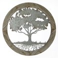 thumbnail image 1 of LuxenHome Gris Arbre de Vie en Métal avec Racines Décor Mural avec Cadre en Bois Rond, 1 of 12