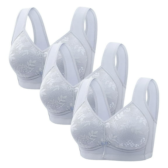 Kmdttou 3PC Mini-mizer Bras for Women Push-Up Sexy Middle Aged And Elderly Comfortable Soft Thin Printed Underwear Large Size Underwear Bra Adjustable Shoulder Straps