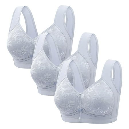 Lisbinx Sports Bras for Women Sexy Middle Aged And Elderly Comfortable Soft Thin Printed Underwear Large Size Underwear Bra Adjustable Shoulder Straps 3PC Deals of the Day Clearance Prime