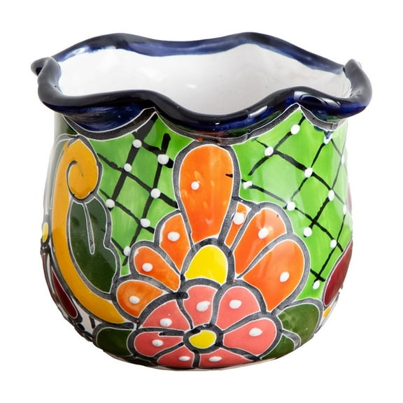 Nearly Natural 6in. x 7in. Handmade Mexican Talavera Ceramic Planter