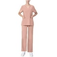 thumbnail image 1 of UPPADA Sarraus Médicaux pour Femmes Ensembles Extensibles Haut à Col en V et Pantalon Cargo à Jambe Grand Ensemble de Sarrau avec Tailles Régulières et Petites Ensemble de Sarrau Athlétique Tenue de Travail d'Infirmière Rose,TTG, 1 of 4