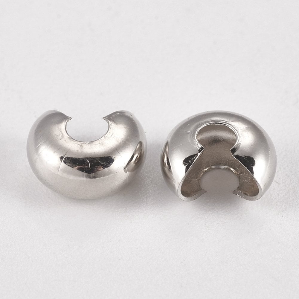 1000 pc Brass Crimp Beads Covers Round Platinum 6mm In Diameter Hole: 1mm Brass