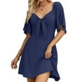 thumbnail image 4 of UVN Summer Dresses for Women Short Sleeve V Neck Midi Dress Elegant Bow Tie Beach Sundress, 4 of 9