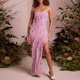 thumbnail image 3 of Vestido Tubo Superior Vestido bandeau para mujer Vestido elegante con flecos sin espalda Traje de vacaciones asimétrico Cgtredaw Rosa M para Mujer, 3 of 6