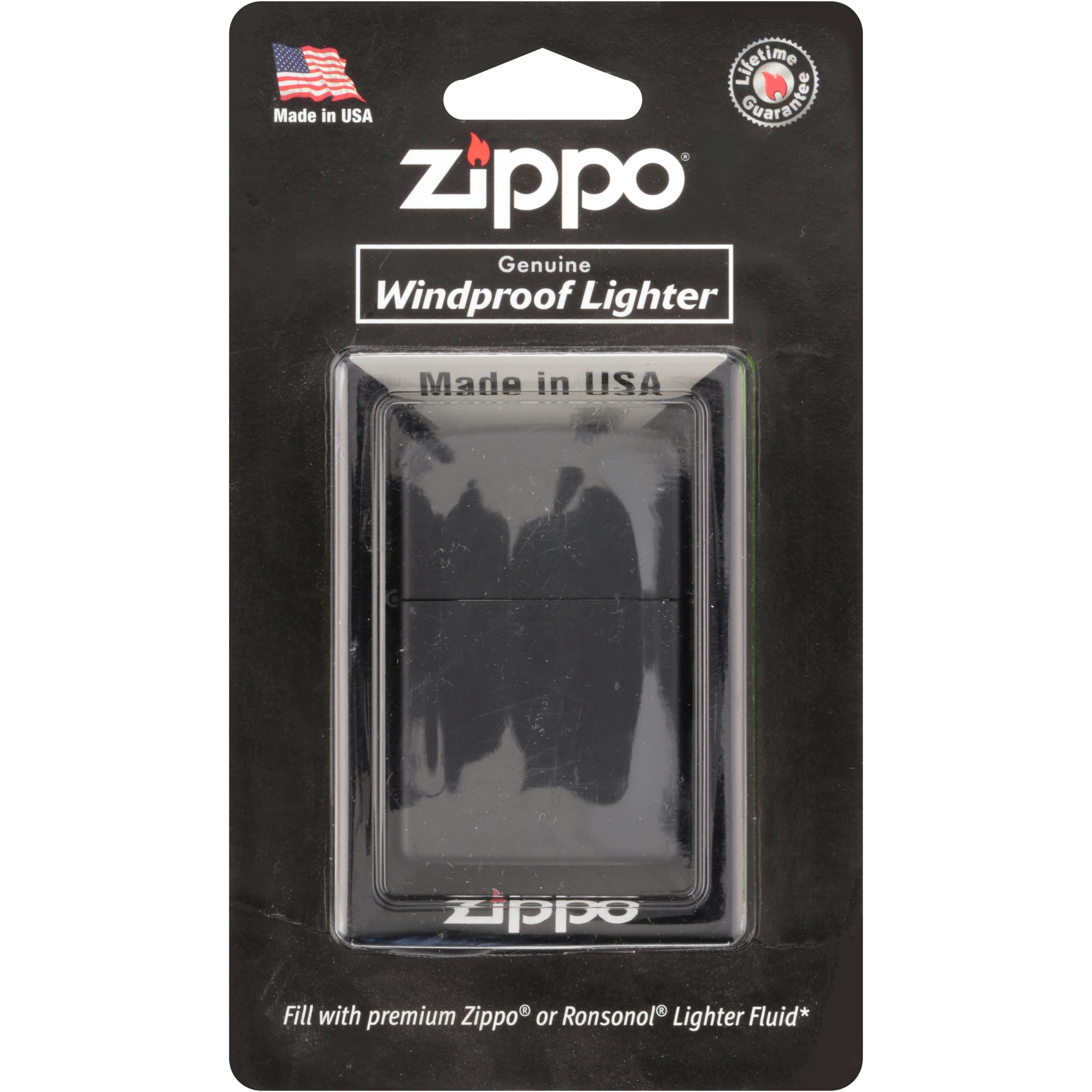 Zippo® Regular Black Matte Genuine Windproof Lighter - Walmart.com