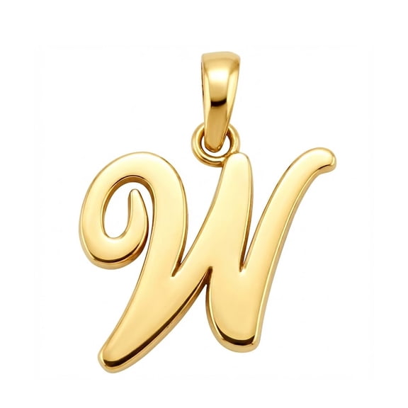 Charm America - Gold Initial Letter "W" Charm - 14 Karat Solid Gold