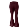 thumbnail image 6 of Women's Mid Waist Flared Jeans, High Rise Retro Vintage Distressed Bootcut Denim Pants, Stretch Elastic Waist Skinny Fit Casual Streetwear Jeans for Daily Wear Wine M, 6 of 7