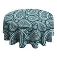 thumbnail image 4 of Teal Paisley Pattern Round Tablecloth 60"x60",Wrinkle Wipeable Table Cloth for Kitchen Dining Room Picnic Patio Party, 4 of 6