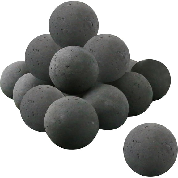 Bibana 15-Pack 3" Ceramic Fire Balls, Black Round Fire Stones for Gas Fire Pit & Indoor Outdoor Fireplace Decor, High Heat Resistant Decorative Spheres