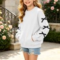 thumbnail image 6 of Jalioing Crew Neck Sweatshirt for Teen Girls Casual Fashion Long Sleeve Bowknot Pullover Tops Solid Cute Shirts 3-14 Years, 6 of 8