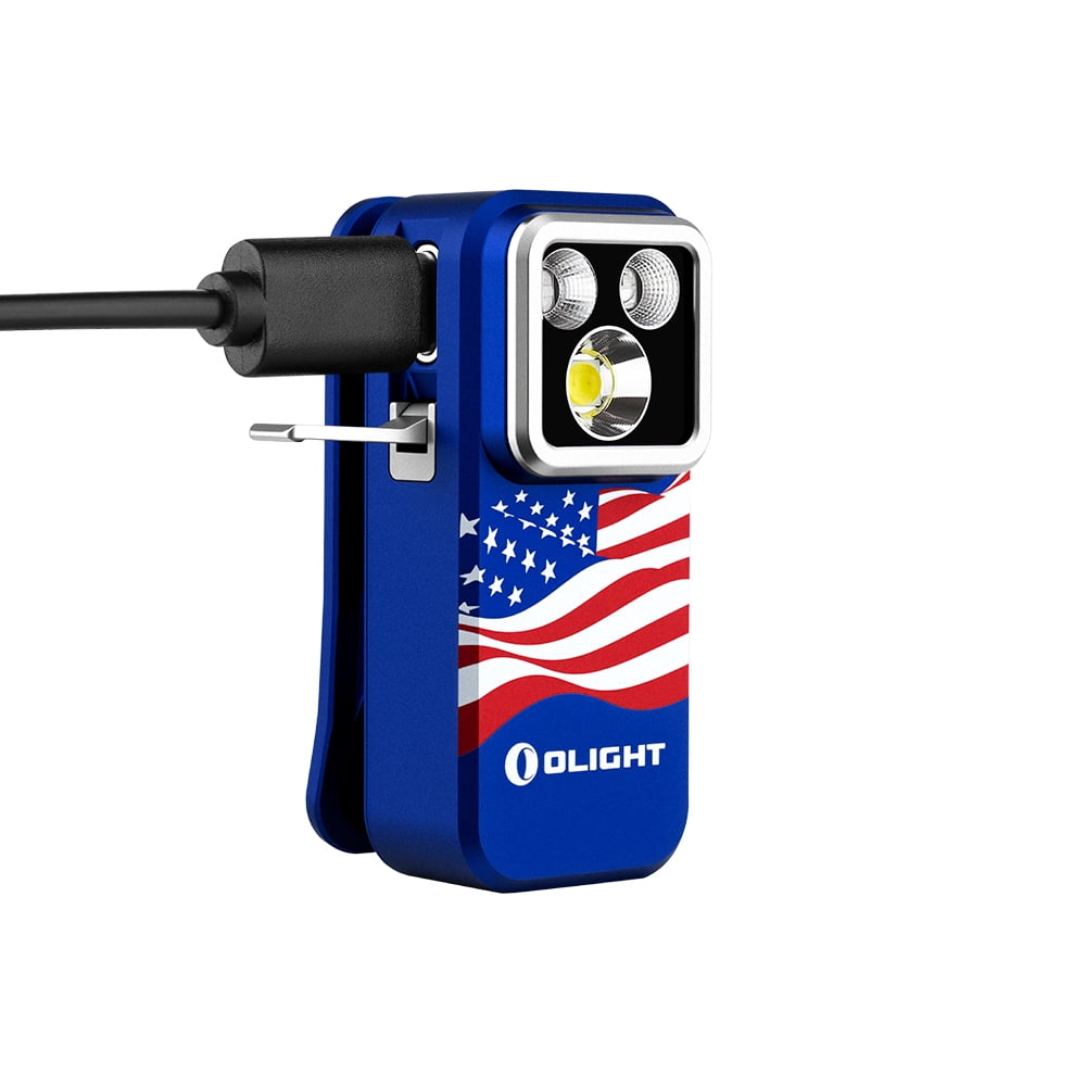 Olight Oclip Pro S Multifunctional EDC Clip Light, 600 Lu White, UV, RGB (Stars & Stripes Edition)