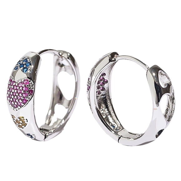 Small Gold Earrings for Women Hypoallergenic Multicolor Heart Earrings Openwork Heart Shaped Earrings Hypoallergenic Huggie Gold Hoops Earrings for Women Jewelry Deals of the Week Clearance
