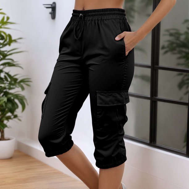 WILLBEST Pantalones Casuales para Mujer, Cintura Elástica, Bolsillos, Color Liso, para el Trabajo Diario. Grande