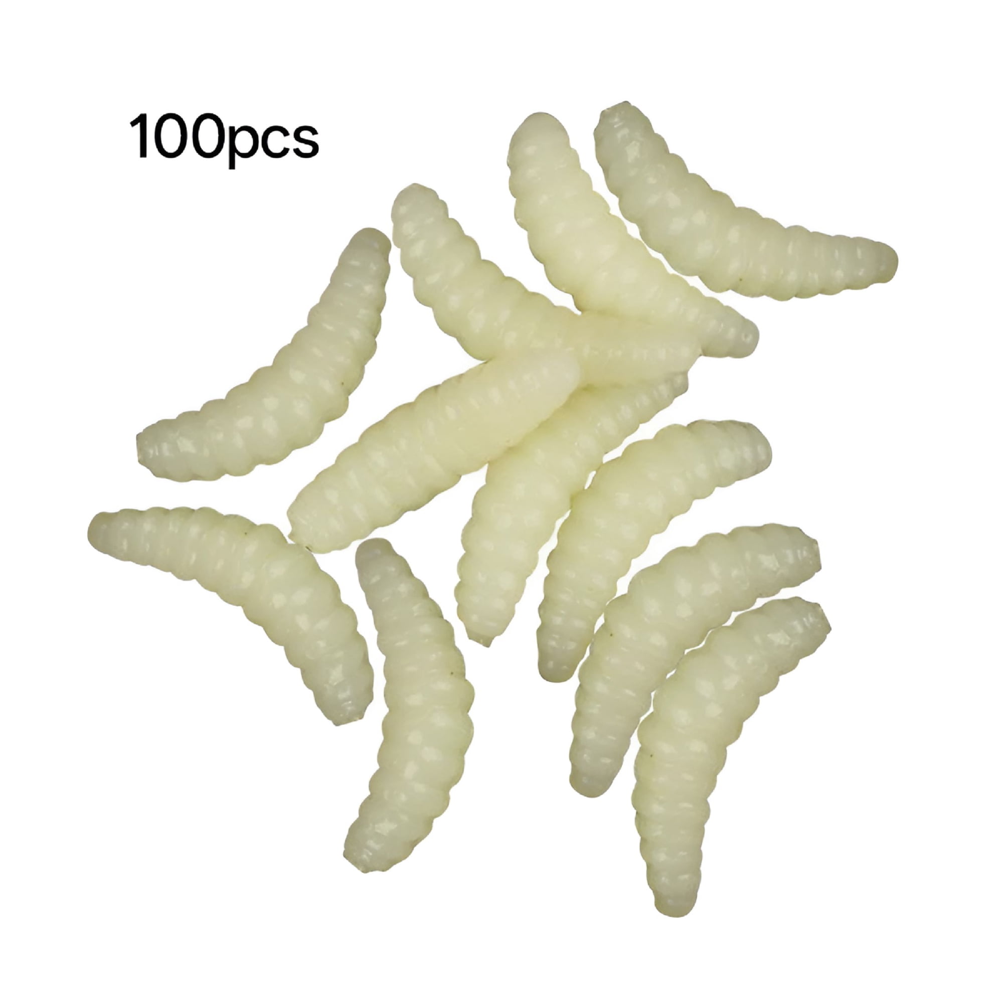 BESTSKY 100 Pcs Rubber Maggot Fishing Bait Soft Plastic Grubs for Trout & Crappie Freshwater Lures for Pan Fish & Bluegill