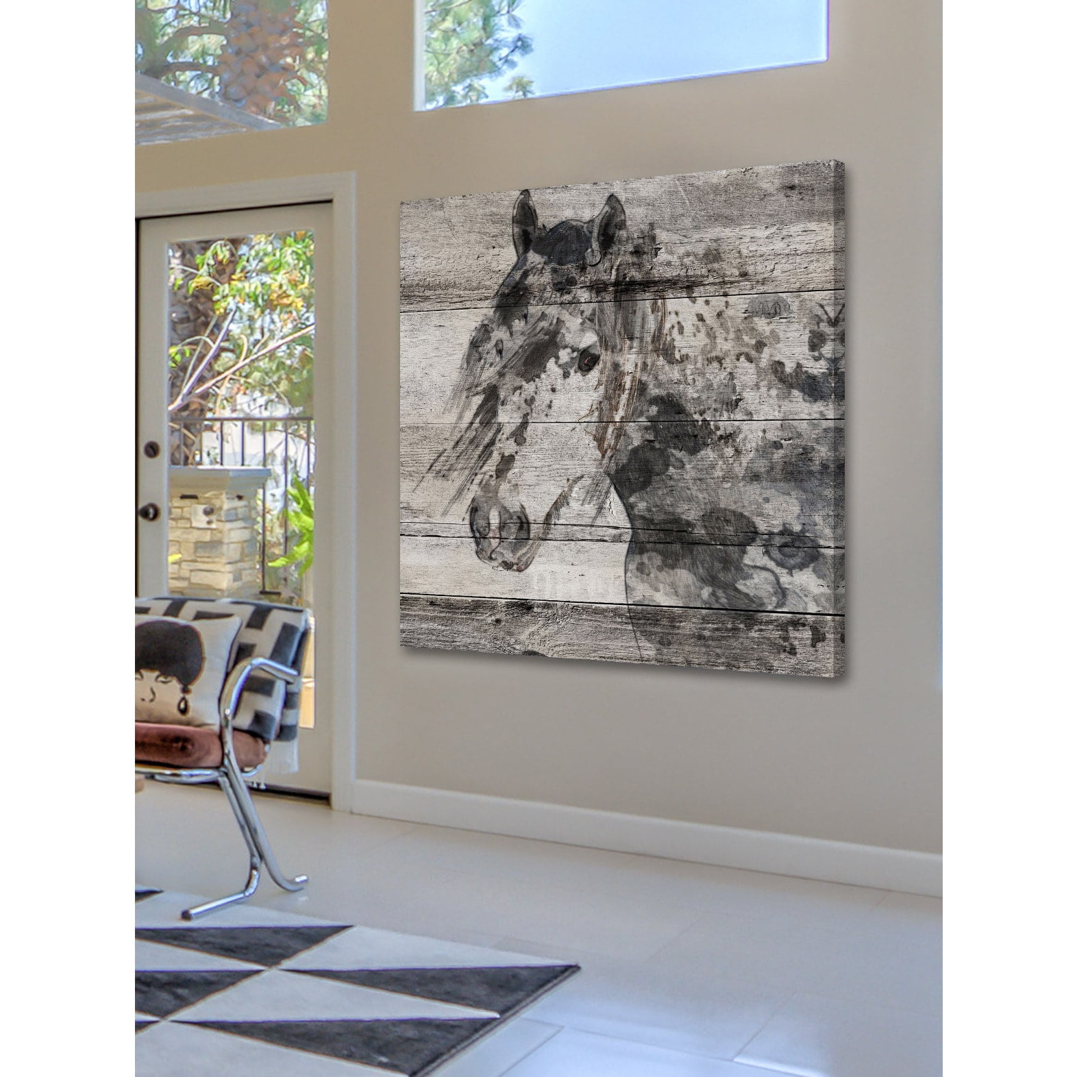 Marmont Hill "Dark Grey Horse" by Irena Orlov Painting Print on Wrapped Canvas
